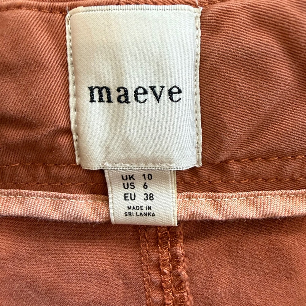 Maeve Cargo Long Bermuda Shorts Rust Orange Culottes Wide Leg Crop Pants Size 6 - Picture 8 of 9